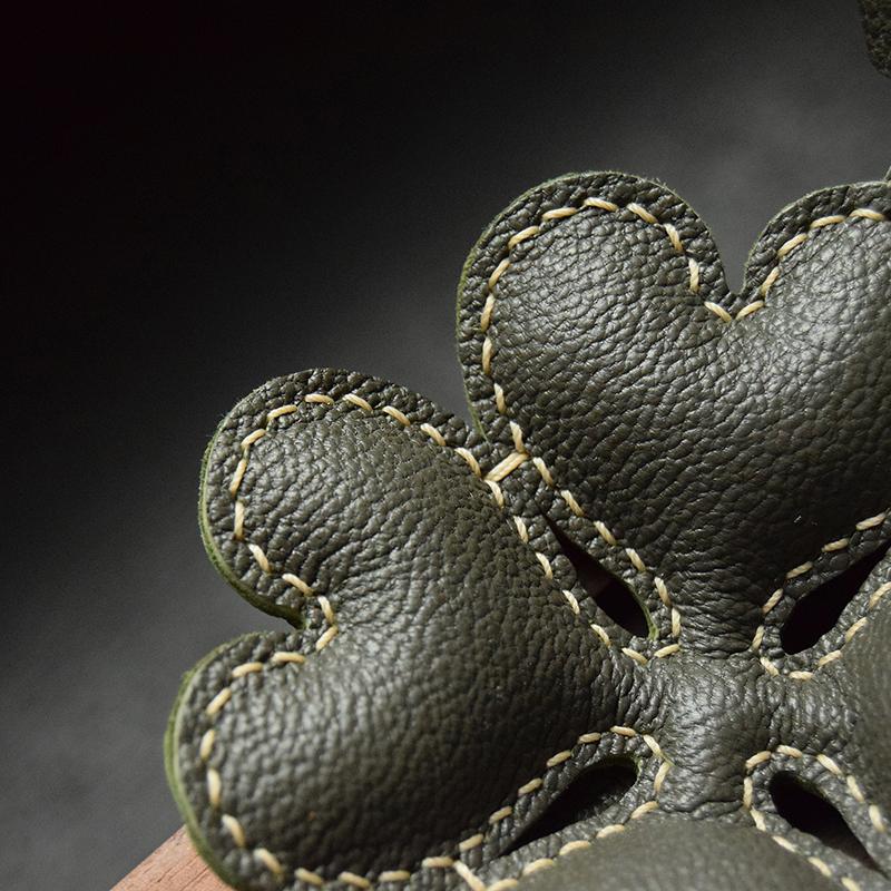 Breloc auto din piele cu trifoi cu patru foi norocos, lucrat manual, pentru geantă, simplu, la modă și personalizat, pentru femei