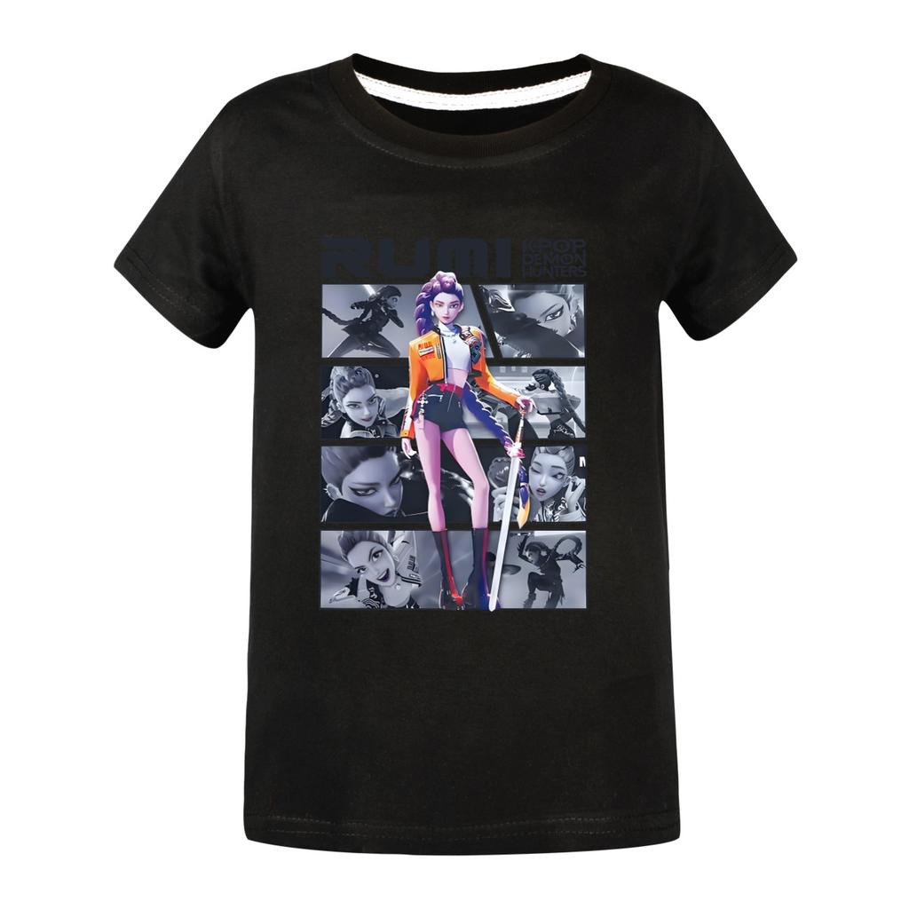 Movie Huntrix Kpop Demon Hunters T-Shirt Boys Girls Summer Crew Neck Short Sleeve Tees Fashion Kids T-shirt