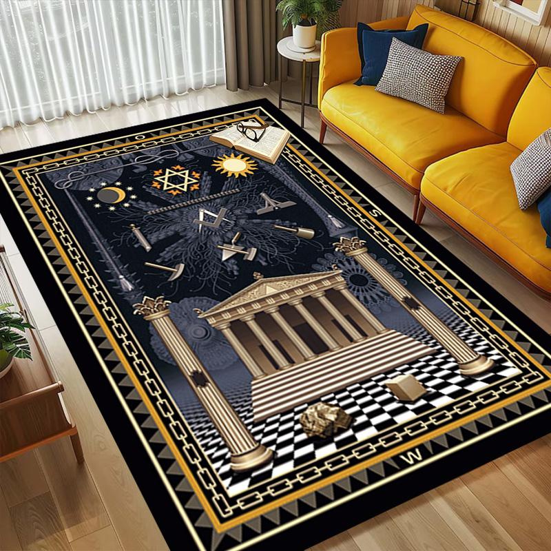 Masonic Symbols Living Room Nonslip Area Rug Soft Carpet For Bedroom Game Playroom Sofa Office Home Decor Doormat Christmas Gift C926797