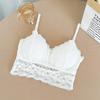 Peach Heart Lace Bandeau Camisole with Open Back and Anti-Exposure Design