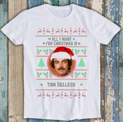 Tutto quello che voglio per Natale Tom Selleck Magnum PI anni '80 Maglietta Divertente Regalo 2869