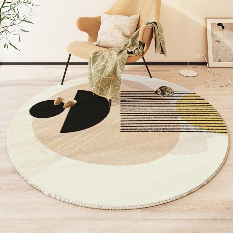 Modern Style Round Living Room Carpet Children's Room Bedroom Crawling Mat Warm Bed Blanket Thick Washable Mat