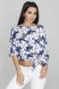 Floral Tie-front Blouse with Dropped Sleeves M568 Size