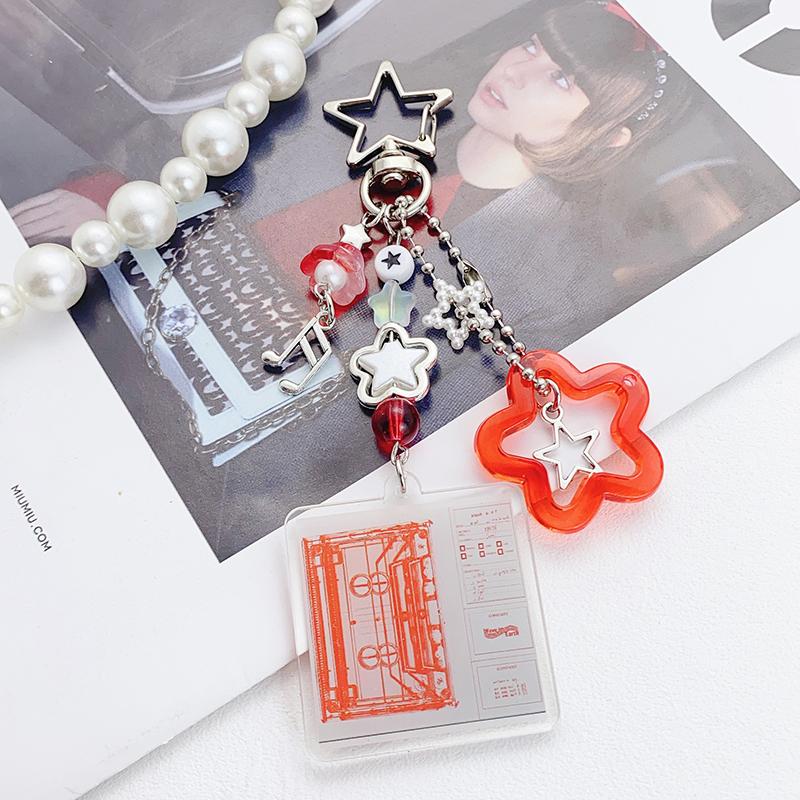  Simple Handmade Card Book Beaded Keychain Pendant For Women Girls Creative Backpack Decoration Accessories Gifts