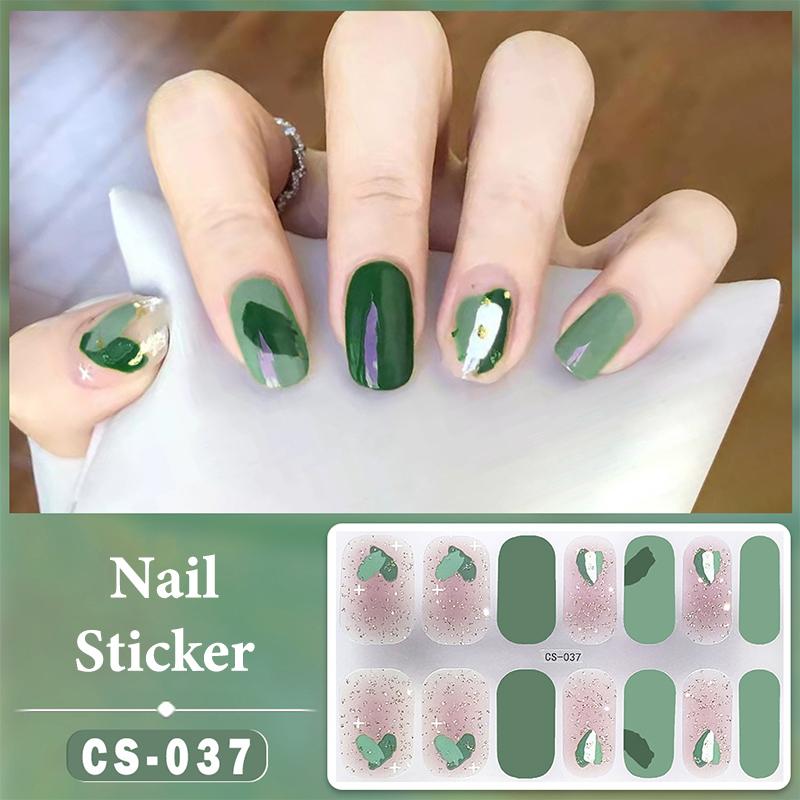 14 Nails Simple Waterproof Nail Wraps Full Cover Nail Stickers Firm And Not Easy To Fall Off Multi Color Nail Art For Women'S D