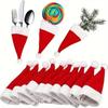 5/100pcs Mini Christmas Wine Bottle Hats Soft Velvet Santa Hats Non Woven Fabric Xmas Party Decor Table Wine Bottle Decoration
