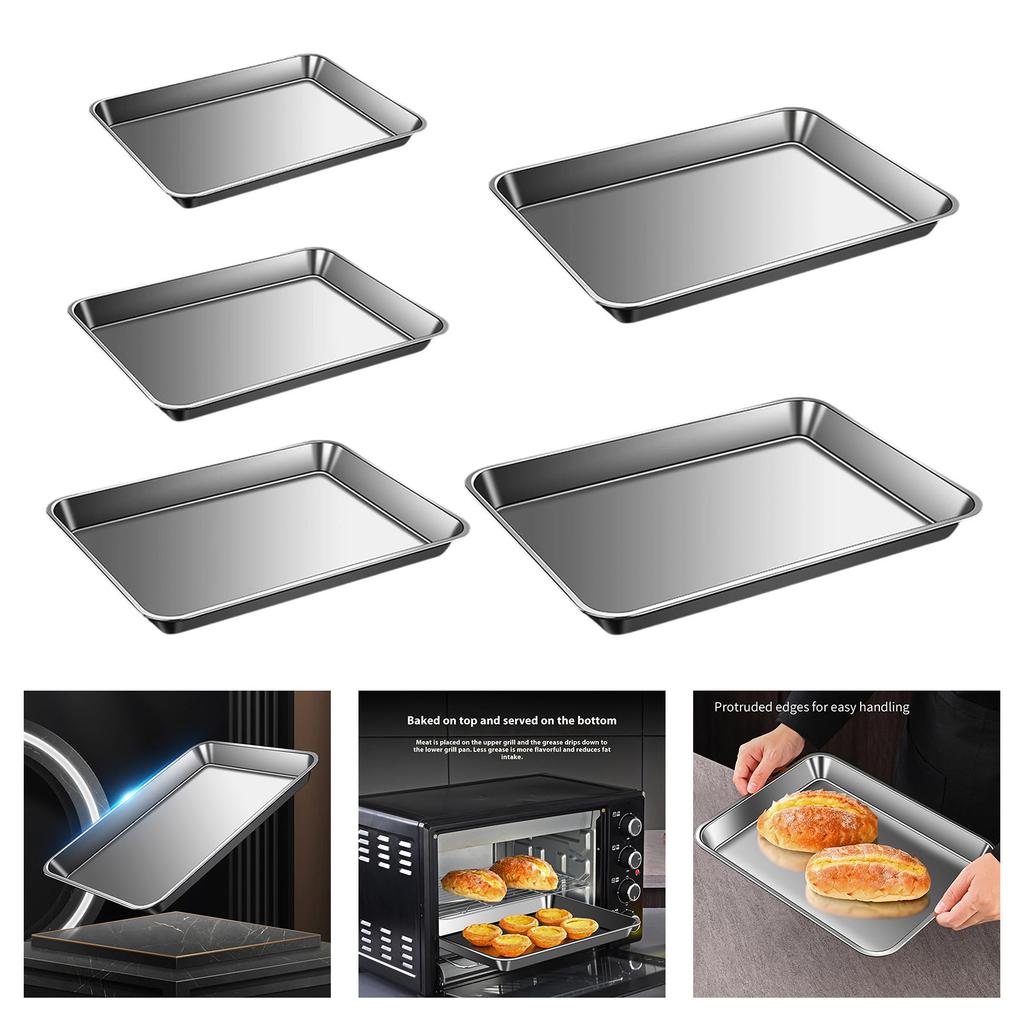 Rustproof Baking Pan For Pastries Household Stainless Steel Barbecue Dish Thickened Rectangular Flat Bottom Tray