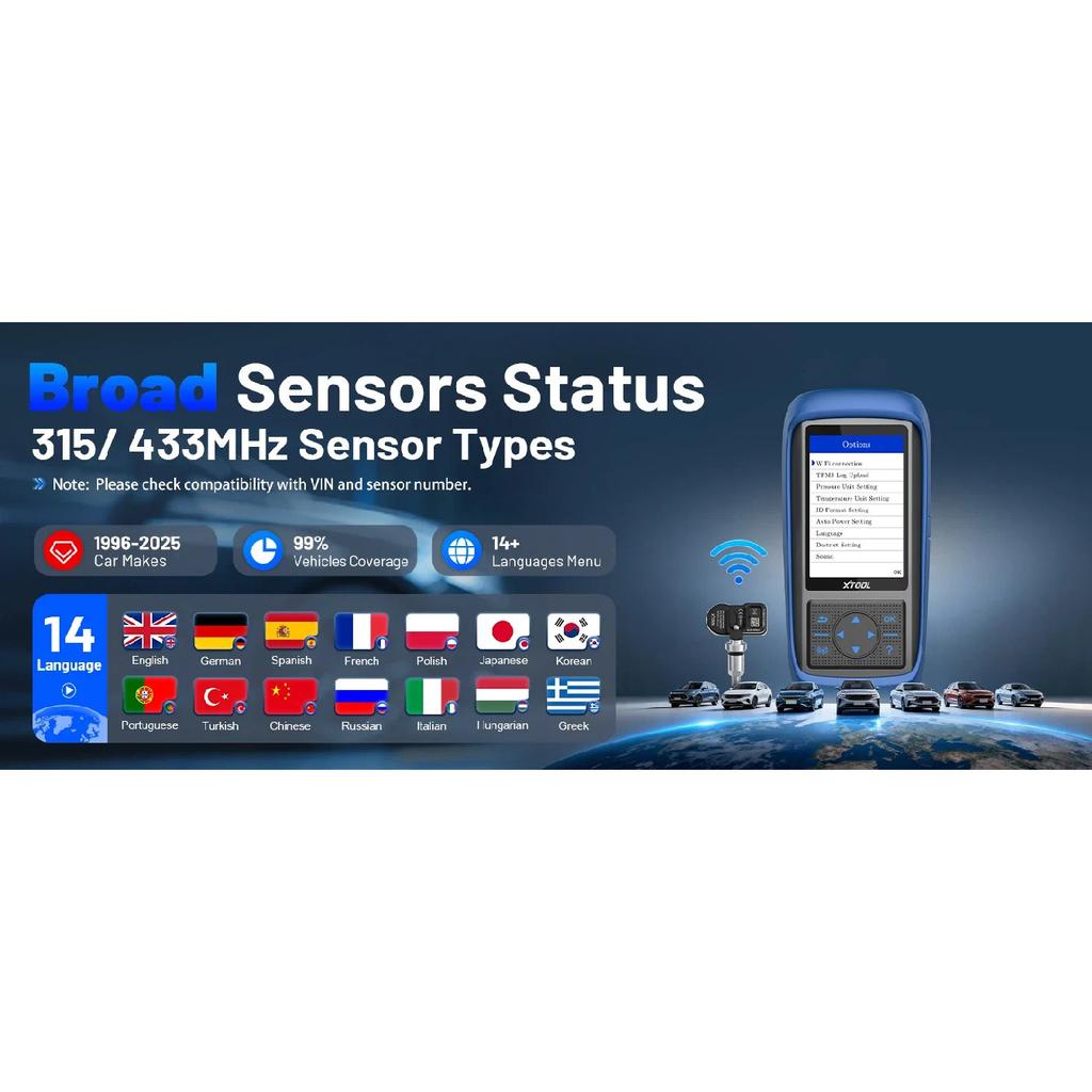 XTOOL TP150 WiFi TPMS Tire Pressure Diagnsotic Tool 315/433MHz Sensor Activation Programming Learning Reading Auto OBD2 Scanner