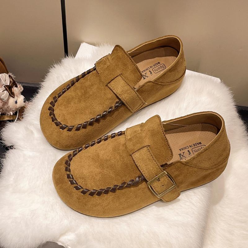 

Women s autumn retro one-pedal casual soft-soled Mary Jane single shoes, kangaroo shoes, women s models 40 коричневый