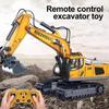 11CH RC Excavator Toy 2.4GHz Remote Control Construction Truck Full Functional Hydraulic Manipulator Arm Electric Simulation Digger for Kids Birthday