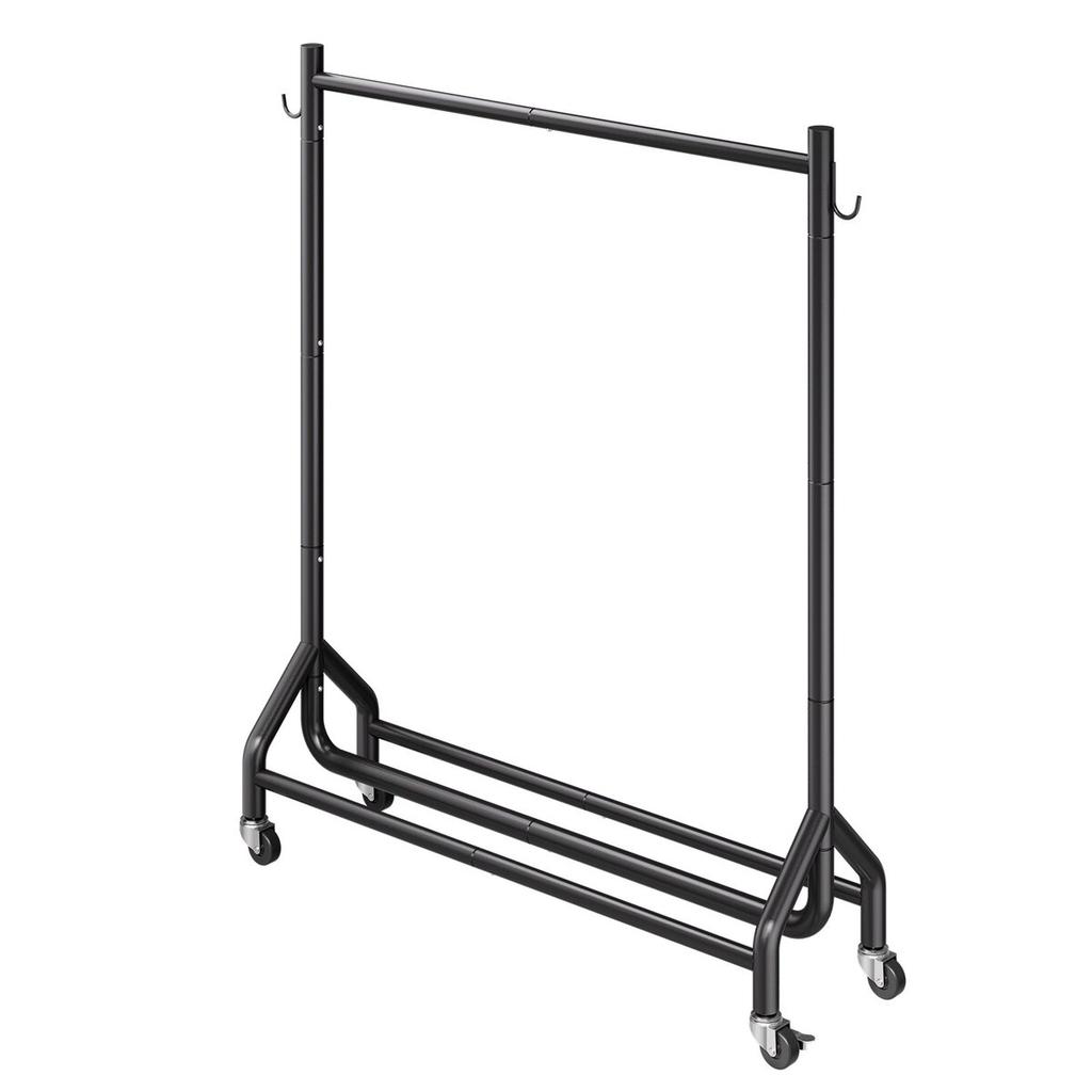 Clothes Rack, Rolling Clothing Garment Rack with Hanging Rod and Side Hooks, 90 kg Load Capacity, Heavy Duty Carbon Steel Clothing Racks with Wheels,