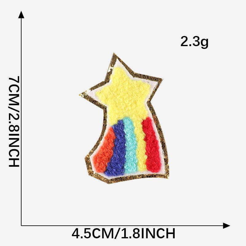 Gold Edged Chenille Towel with Love Lightning and Rainbow Embroidered Patches