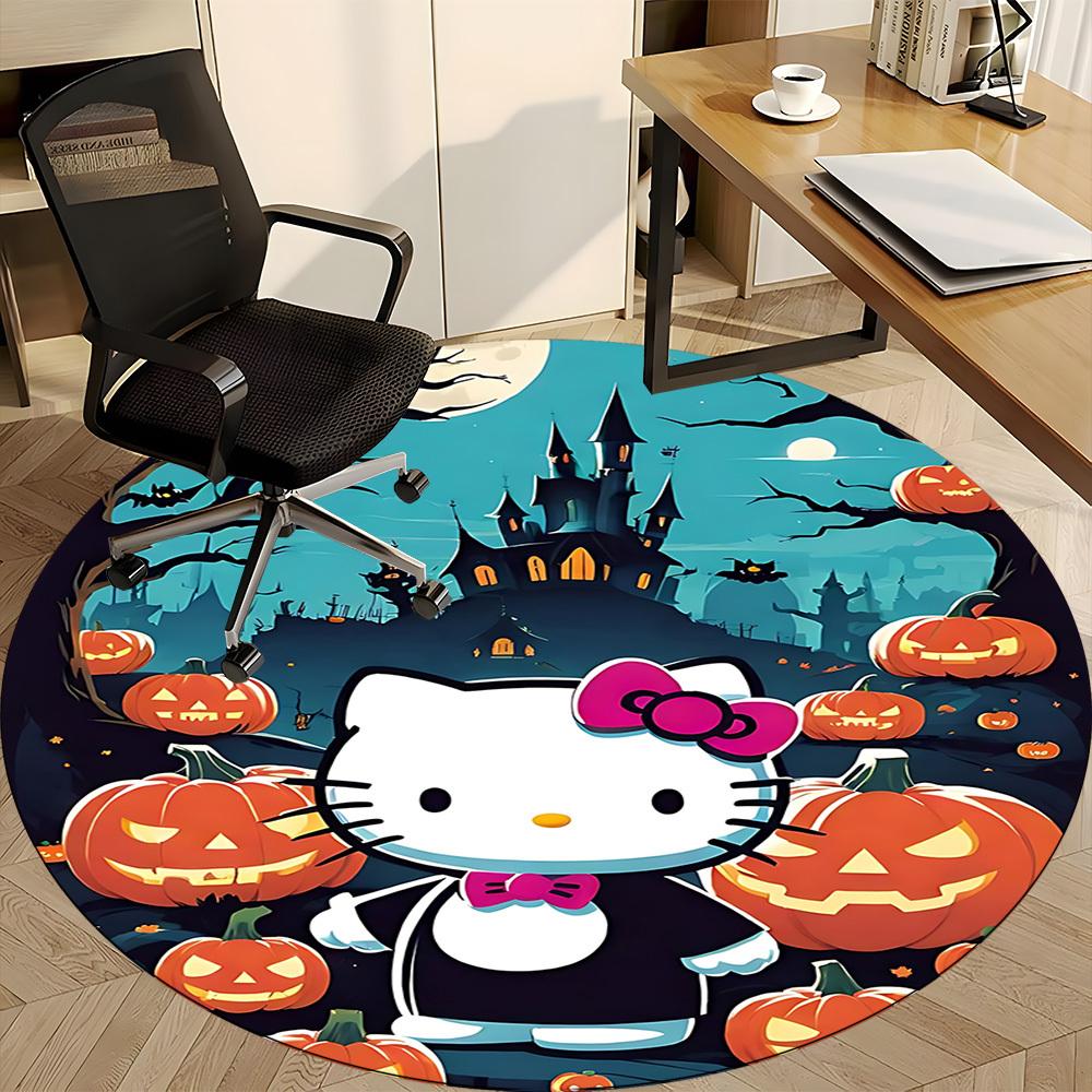 

1pc Halloween Hello Kitty Chair Carpet for Office Non-Slip,Machine Washable Rug for Office, Room - Holiday Decor - Machine Made yy251017292 80cm by 80cm