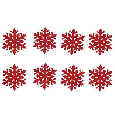 8pcs Christmas Drink Red Snowflake Cup Mats Red Wine Tea Coffee Cup Bow