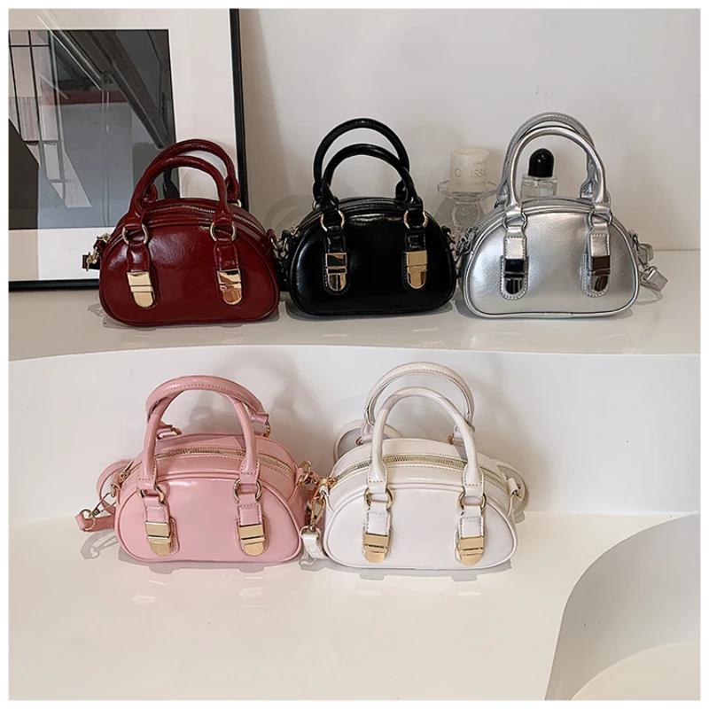 Women's Solid Zipper PU Bags Top Handle Bags Soft Interior Compartment Large Capacity Fashion New
