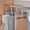 Multifunctional Folding Trouser Rack with Non-Marking Clips for Wardrobe Storage