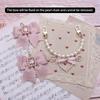 Handmade Bow Pearl Rhinestone Heart Pendant Charm Bag Accessories Japanese Sweet Lolita Style DIY Bag Chain Decoration