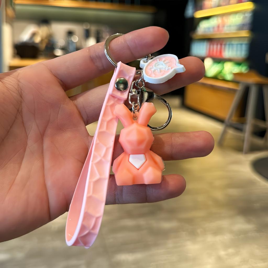 Cartoon Geometric Cross-section Animal Keychain Cute Dinosaur Panda Keychain Bag Charm Small Gift