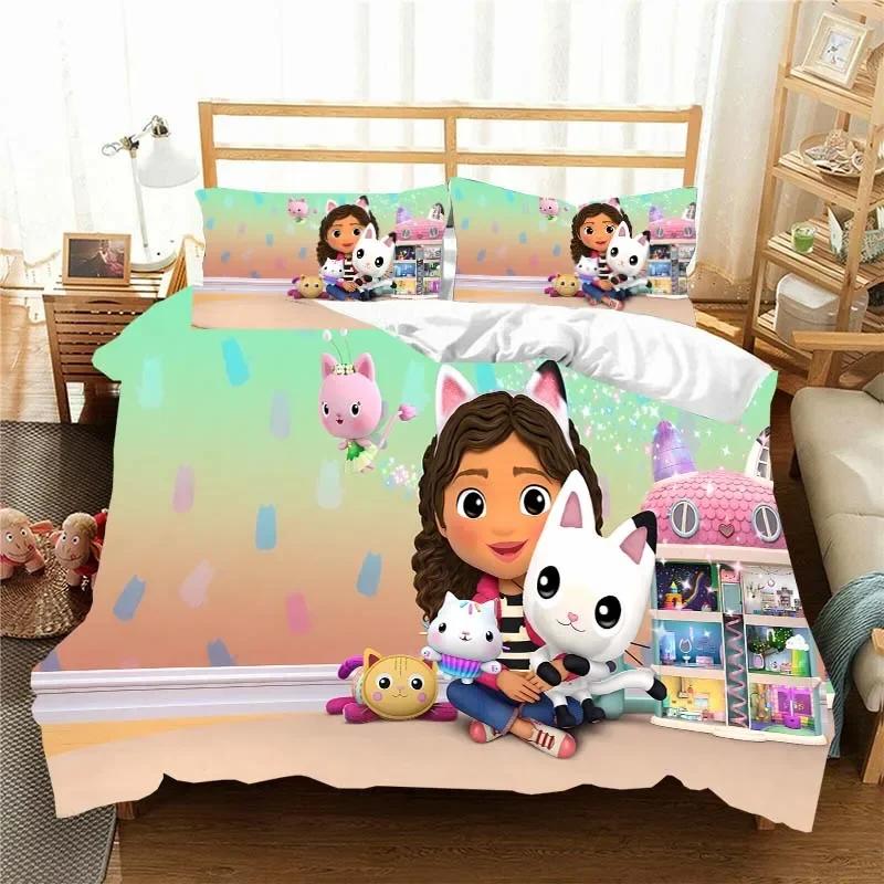 Gabbys D-Dollhouse Ložní souprava Povlak na přikrývku Přikrývka Postel Jednolůžko Dvojlůžko Plná Queen Mládež Děti Dívka Chlapci Dárek Ložní souprava velikosti King