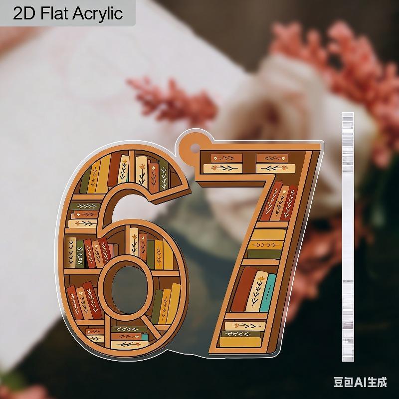 2D Flat 67-Shaped Acrylic Decoration Sign, Bow, Love, Gift, Holiday Gift, Suitable for wall decoration, porch, room, villa, accents Home, Hallway, or