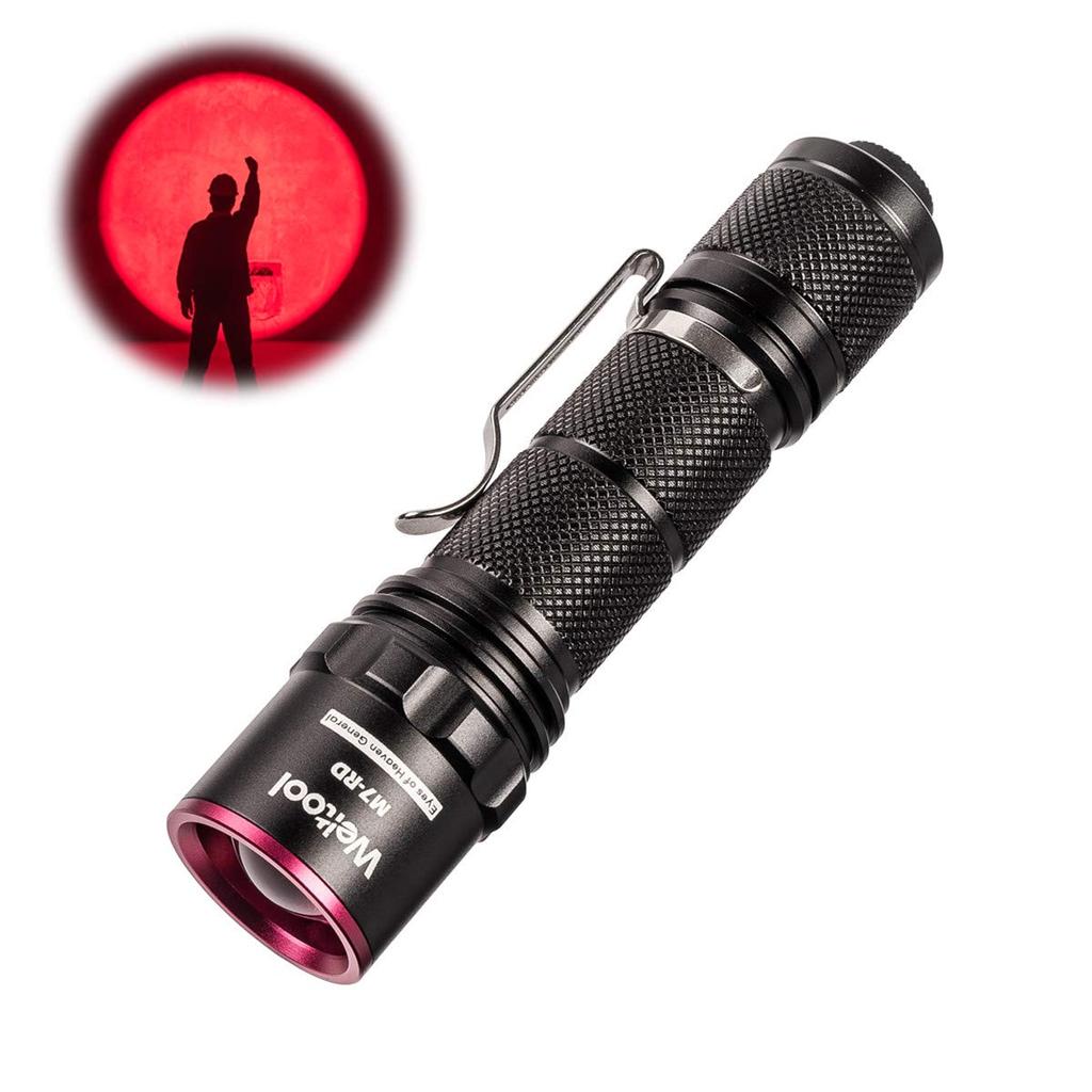 Weltool Red LED Flashlight with Uniform Beam and Dark Maintains Night Ideal for Viewing Maps and Stargazing in the Cockpit of a or Car M7-RD