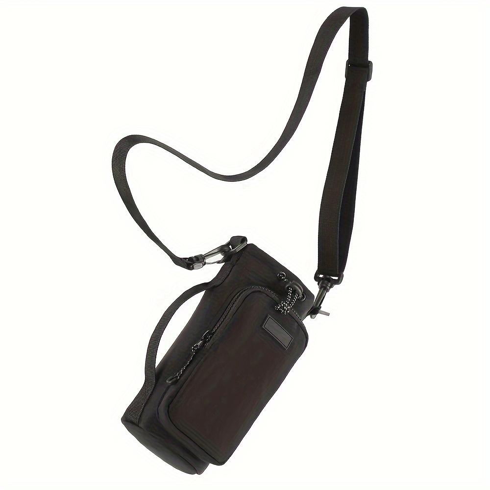 

Нейлоновая сумка для бутылки с водой с регулируемым плечевым ремнем, утепленные принадлежности для походов на открытом воздухе с карманом на молнии чёрный