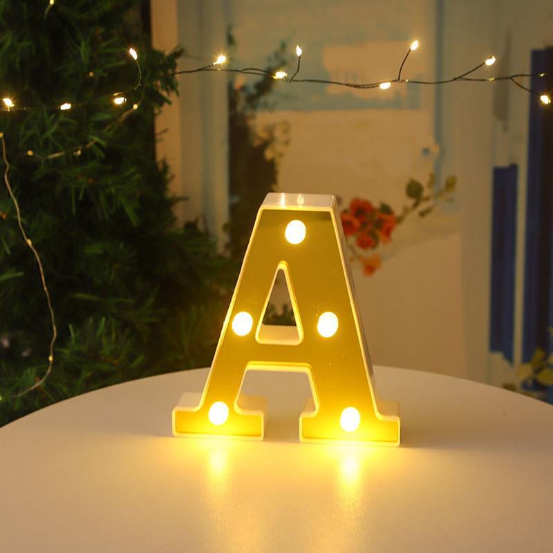 Gold LED Mirror Letter Lights - Romantic Birthday and Festive Décor