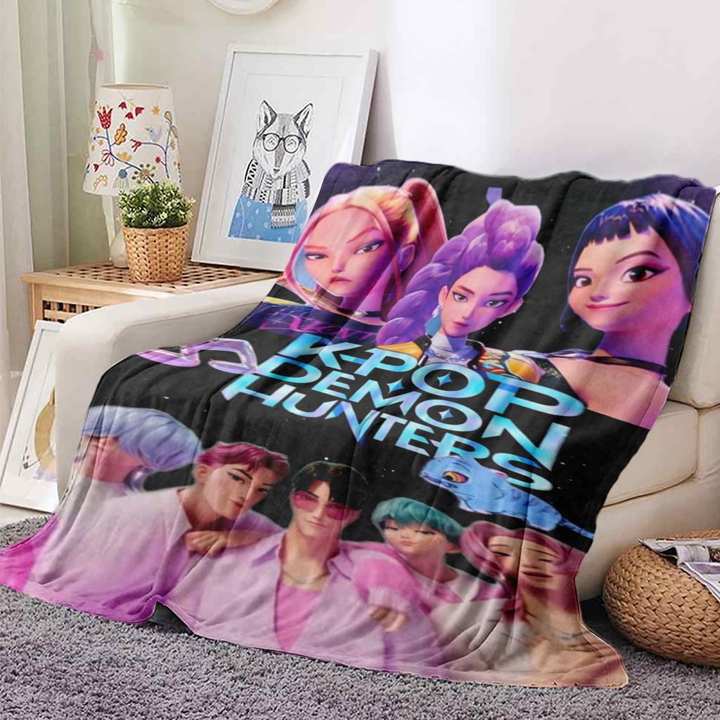 K-Pop D-emon H-unter Blanket Anime Flannel Blanket Fan Gift Suitable for Home Leisure Camping Travel Multifunctional Blanket