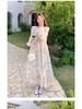 Elegant French Chic Floral Long Dress - Romantic Spring Style with Large Hem