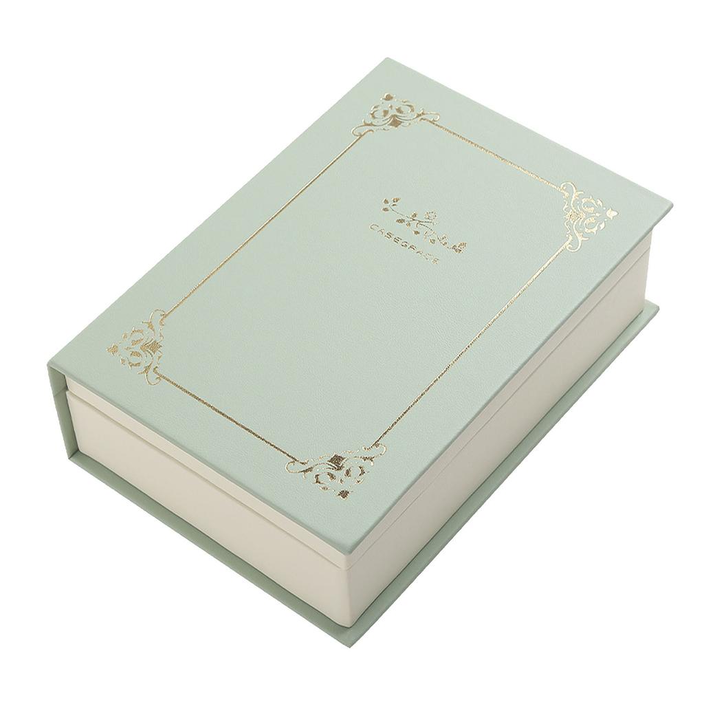 Jewelry Box Magnetic Closure Double Sided Large Capacity Decorative PU Leather Necklace Earrings Holder for Home Green
