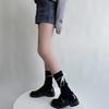 Japanese Style Fashion Middle Tube Calf Socks Women JK Girl Cute Bandage Bowknot Ruffke Trim Cotton Long Socks Stockings