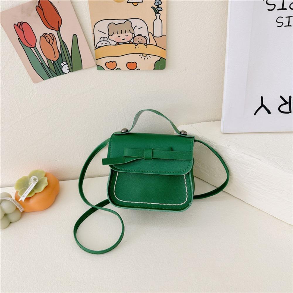 Solid Color Bow Shoulder Bag Handbag Children Small Bag Cute Bow Crossbody Bag  Gift