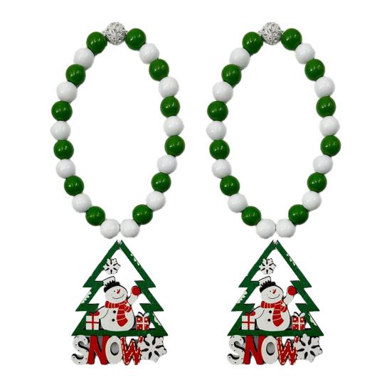 1 Pair Xmas Charm Curtain Tiebacks Wooden Bead Christmas Curtain Ties Beaded Curtain Holdbacks for Drapes Living Room Bedroom Nursery Decor