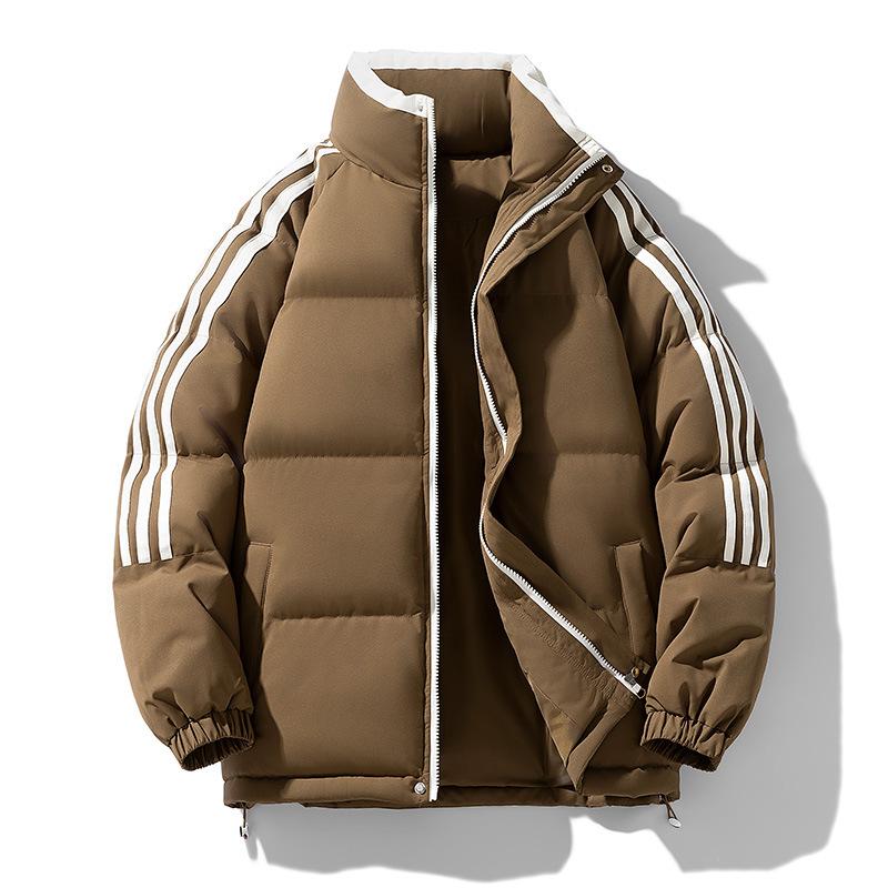 Cotton Jacket Men and Women Paragraph Stand-up Collar Loose Cotton Jacket Jacket Warm Couple Models Striped Bread Clothing Cotton Jacket