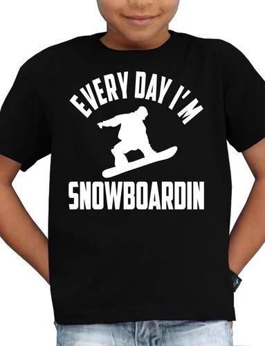 

Everyday I m Snowboarding Skiing Winter Sports Kids Boys Girls T-Shirt Age 1-13 4XL