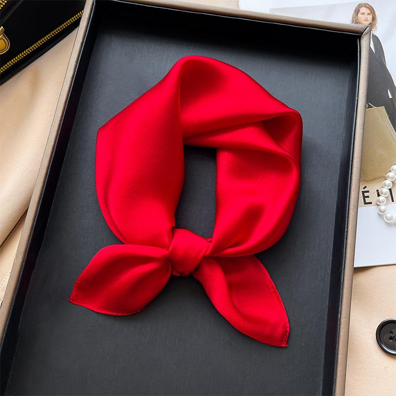 Korean version plain color high-end silk scarf women's 53 mulberry silk square scarf summer solid color versatile silk square scarf scarf