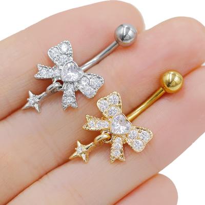 Exquisitos Anillos para el Ombligo con Lazo, Mariposa y Corazón, Piercing para el Ombligo para Mujeres, Niñas, Joyería para Piercing Corporal, Regalos