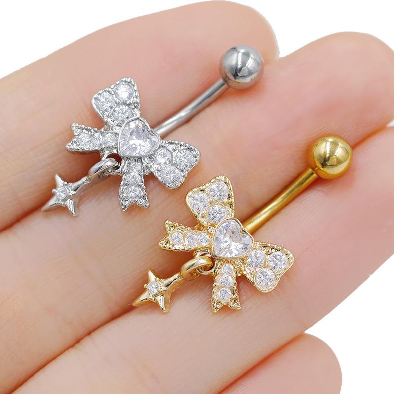 Exquisite Schleife Schmetterling Herz Bauchnabelringe Nabelpiercing Ring Für Frauen Mädchen Körperpiercing Schmuck Geschenke