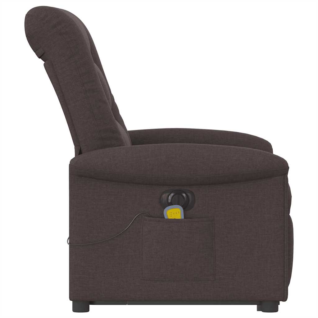 Electric Massage Recliner with Rising Function Dark Brown Fabric