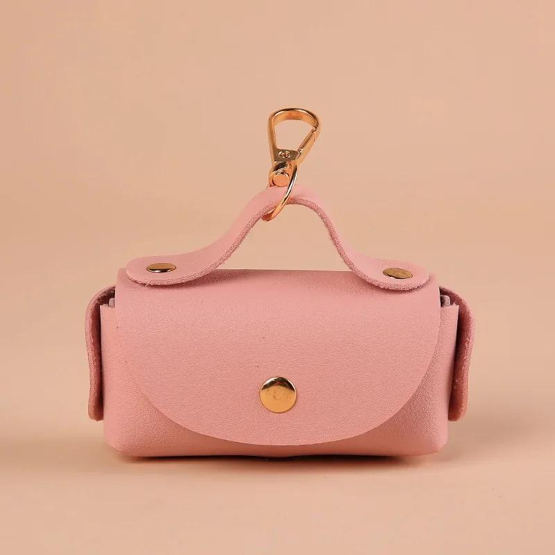 

Держатель для собачьего какашки, высококачественная синтетическая кожа, диспенсер для отходов домашних животных, встроенный органайзер, карабин, аксессуары для выгула собак, домашние животные розовый