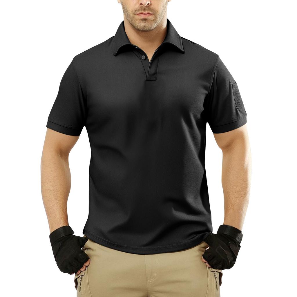 Men's Summer Solid Color Button Lapel Loose Short Sleeve Top