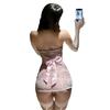 Domila Erotic Underwear Tube Top Embroidery Print Perspective Kimono Set Erotic Underwear Sexy Hip Wrap Uniform