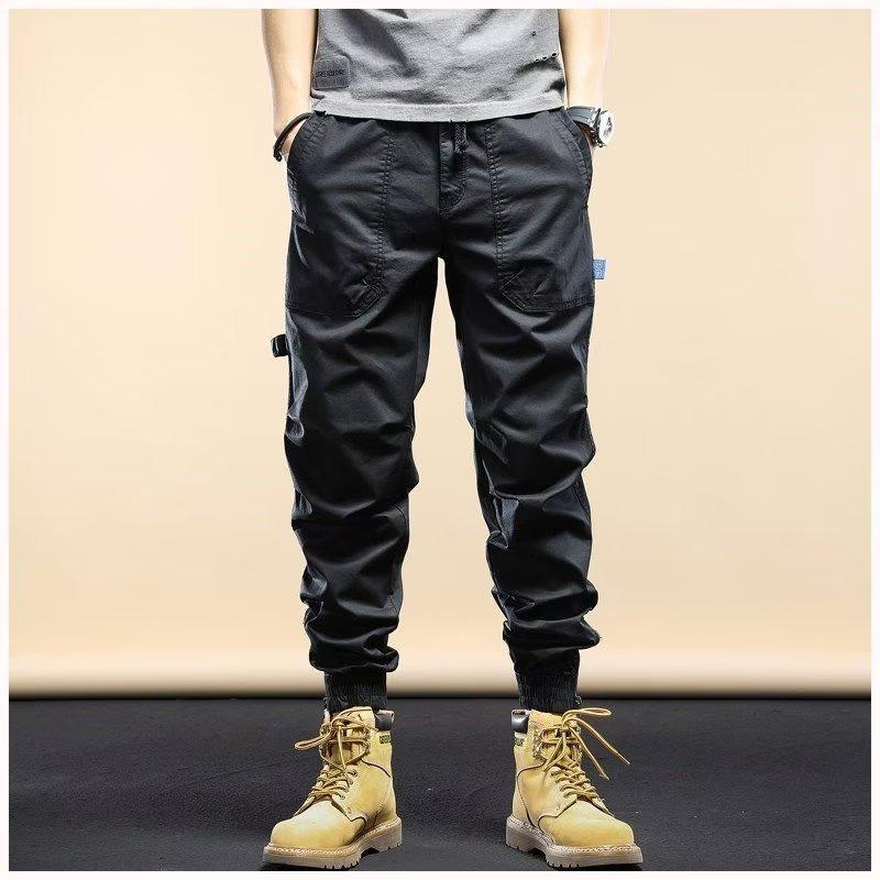 Retro Hong Kong Style Zipper Overalls: Trendy, Wear-Resistant, Versatile Sports Casual Pants for Spring and Autumn