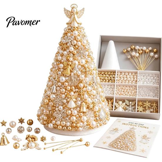 Handmade Gift for Craft Lovers DIY Beaded Tree Kit Adults, Christmas Bead Kit, Ornament Crafting Set 3D Holiday Tabletop Mantel Decoration Festive