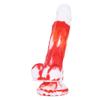 Flash 3 Ring Closed Moon Shame Flower Blue Red and White Mixed Color Liquid Silicone Simulation Good Wear Dildo Leather Pants