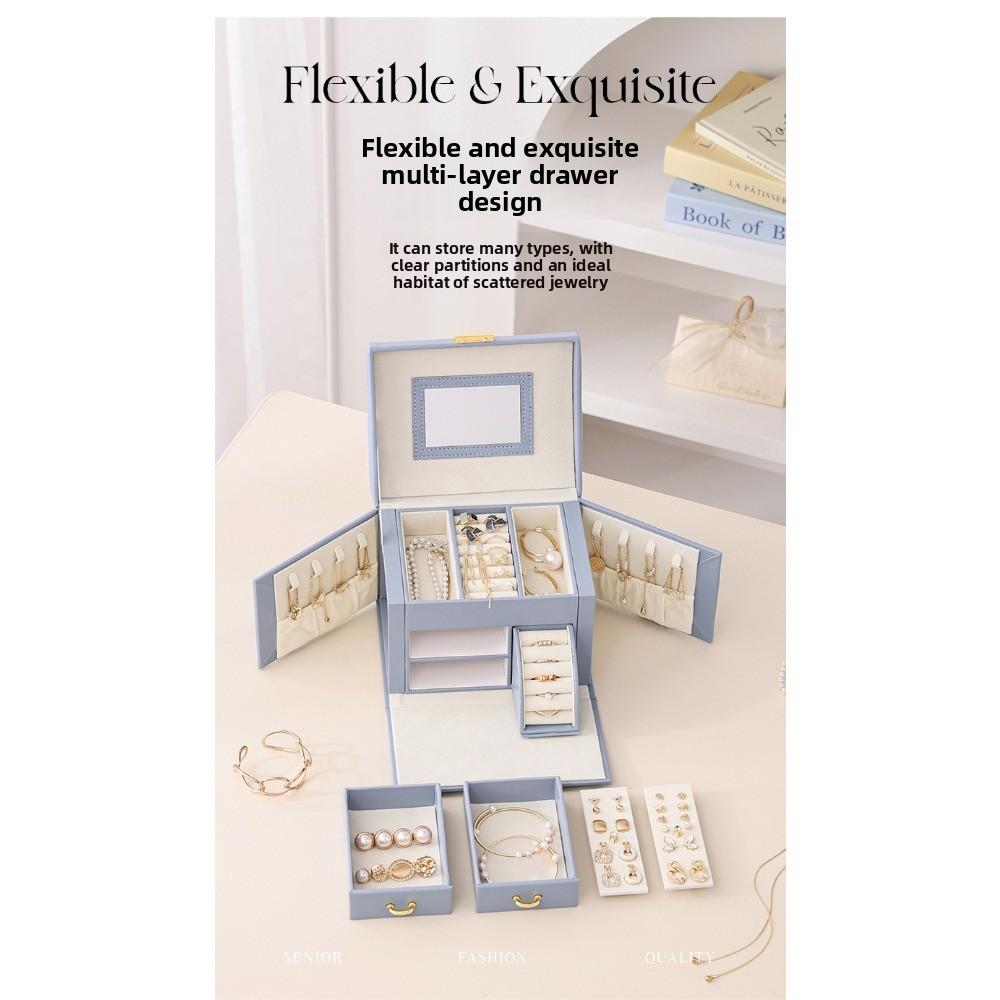 Schmuckaufbewahrung Dreischichtige Schubladen-Schmuckschatulle Multifunktionale Halsketten-Aufbewahrungsbox Neue Artikel