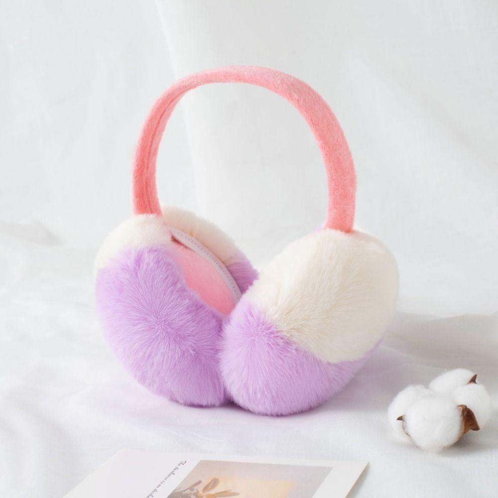 Windproof Faux Fur Ear Warmers Two Tone Foldable Earmuffs Stylish Thermal Ear Covers  Winter Season