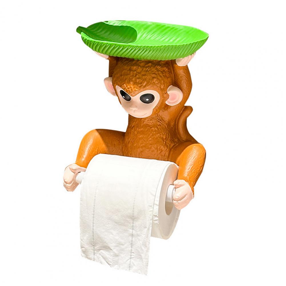 

Enamel Paper Roll Holder Monkey Design Napkin Holder with Two-way Paper Roll Function Soap Box Bathroom Accessories