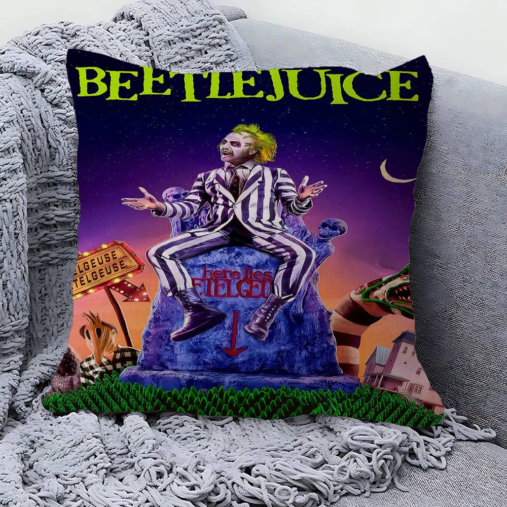 Classic Movie B-Beetlejuice Decorative Room Aesthetics Pillow Case Home Decor Bedroom Sofa Bed Couch Pillow Cover 45x45