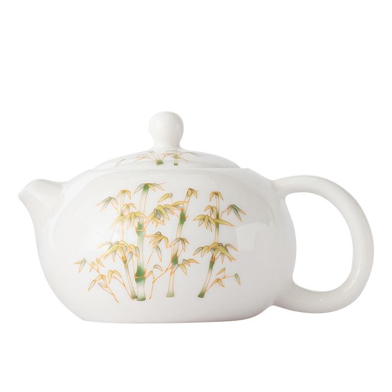 Golden silk bamboo rhyme suet jade porcelain travel tea set portable outdoor kung fu tea set porcelain gifts